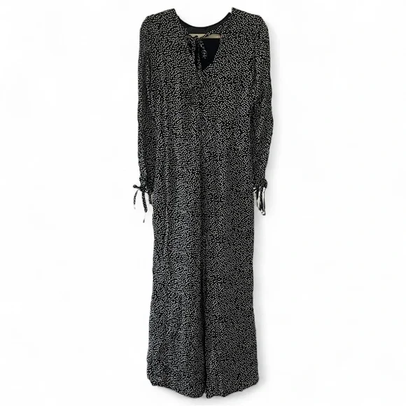 NWT Reformation Black White Floral Long Sleeve Wide Leg Missy Jumpsuit - Picture 3 of 5